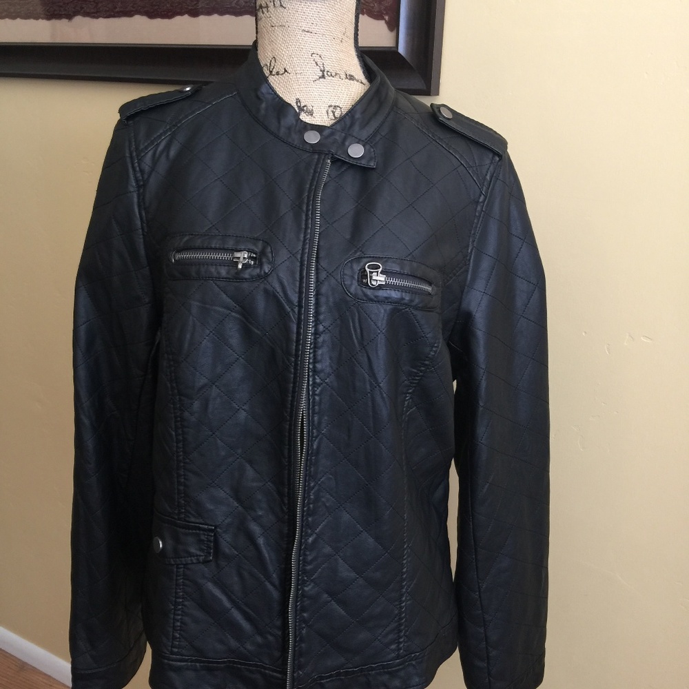 Neiman Marcus Bagatelle Red Leather Jacket Quilted